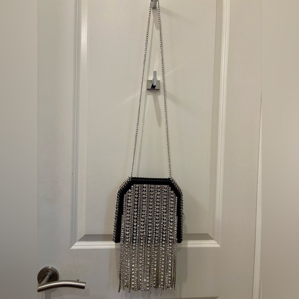 NWT House of Harlow 1960 stunning Chain & rhinestone waterfall bag - Picture 5 of 12